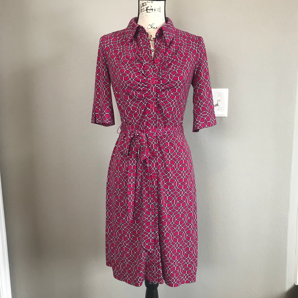 Raspberry printed shirt dress by Laundry by Design